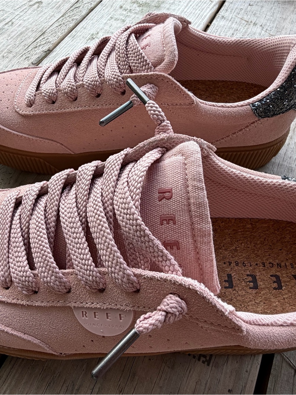 Reef Women’s Blush Pink Suede Lace-Up Sneakers - Picture 3 of 6